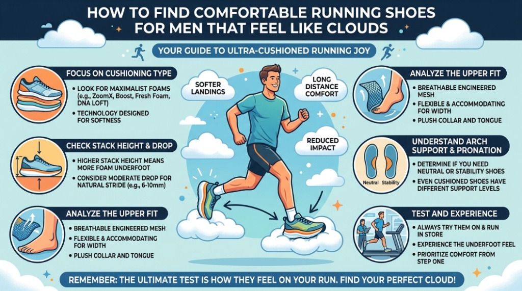 comfortable running shoes for men with soft cushioning midsole