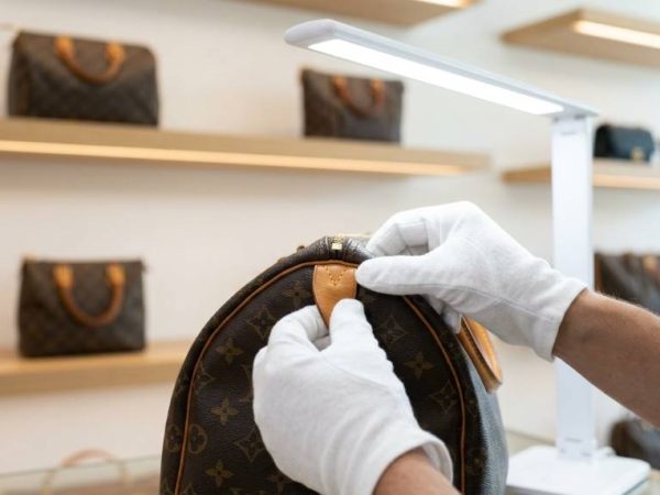 Luxury purse craftsmanship details showing authentic stitching and materials