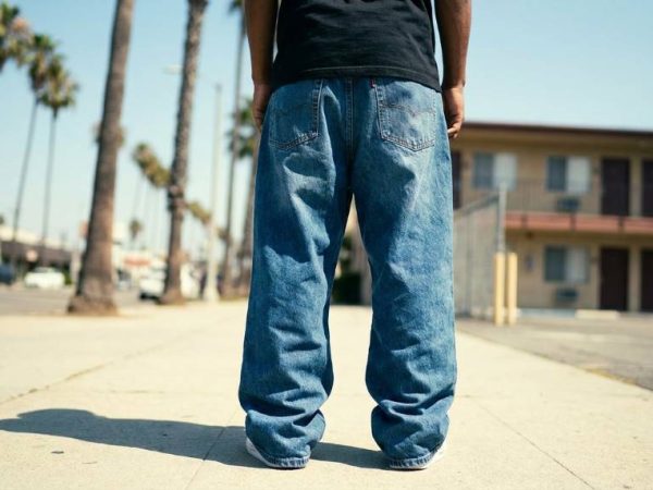 Tailor adjusting baggy pants in Los Angeles