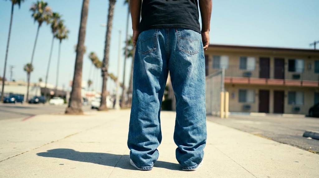 Tailor adjusting baggy pants in Los Angeles