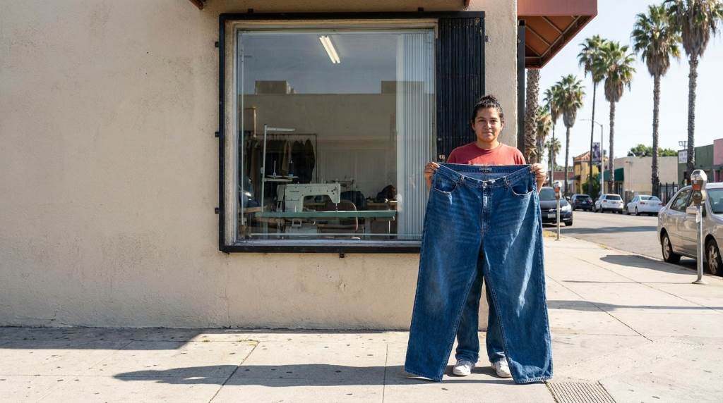 Tailored wide-leg pants with sneakers